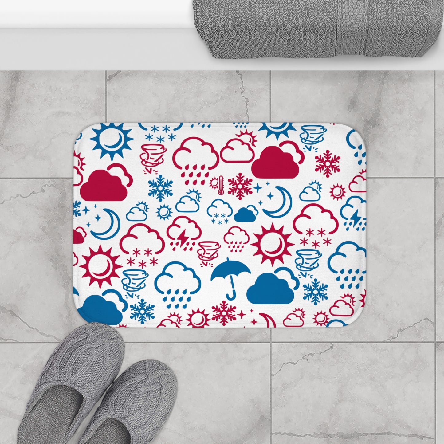 Wx Icon (Red/Blue) Bath Mat