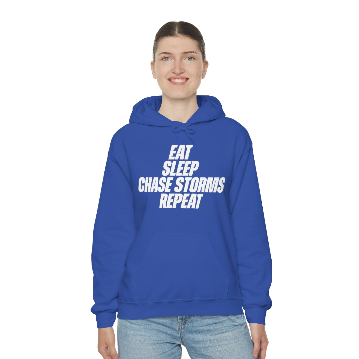 Eat, Sleep, Chase Storms, Repeat Sudadera con capucha 