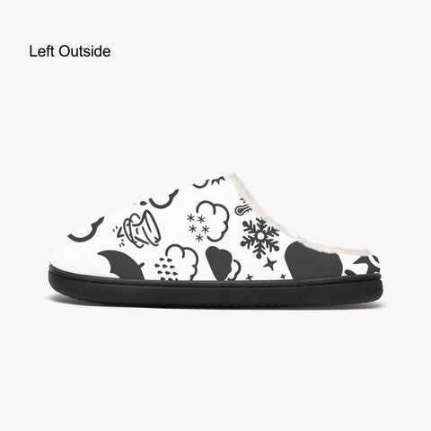 Wx Icon (White/Black) Fluffy Slippers