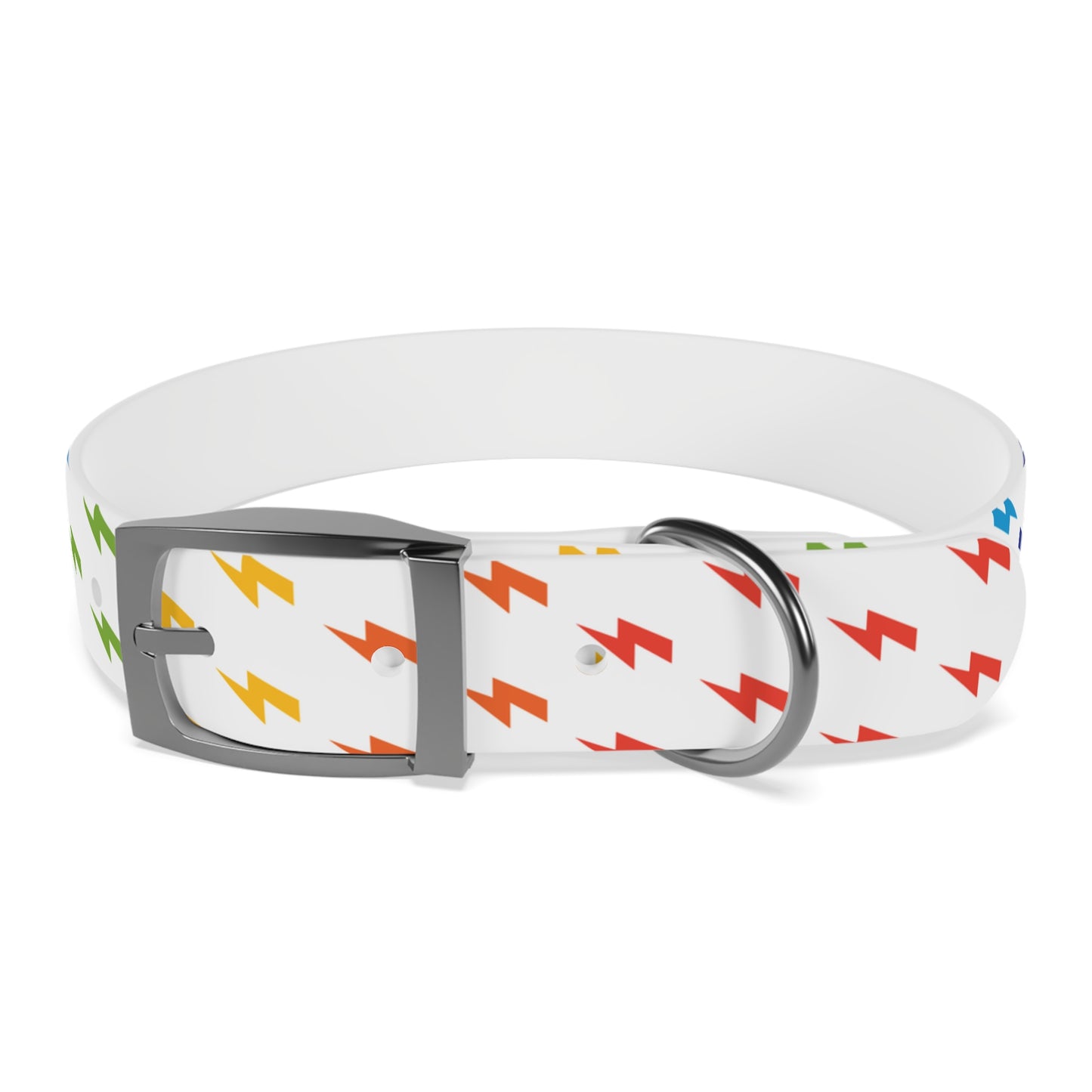 Lightning Icon (White/Rainbow) Dog Collar