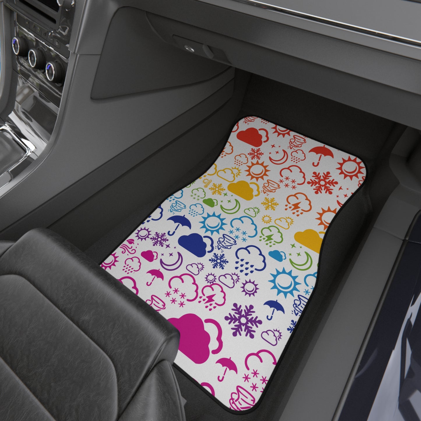 Wx Icon (White/Rainbow) Car Mats (Set of 4)