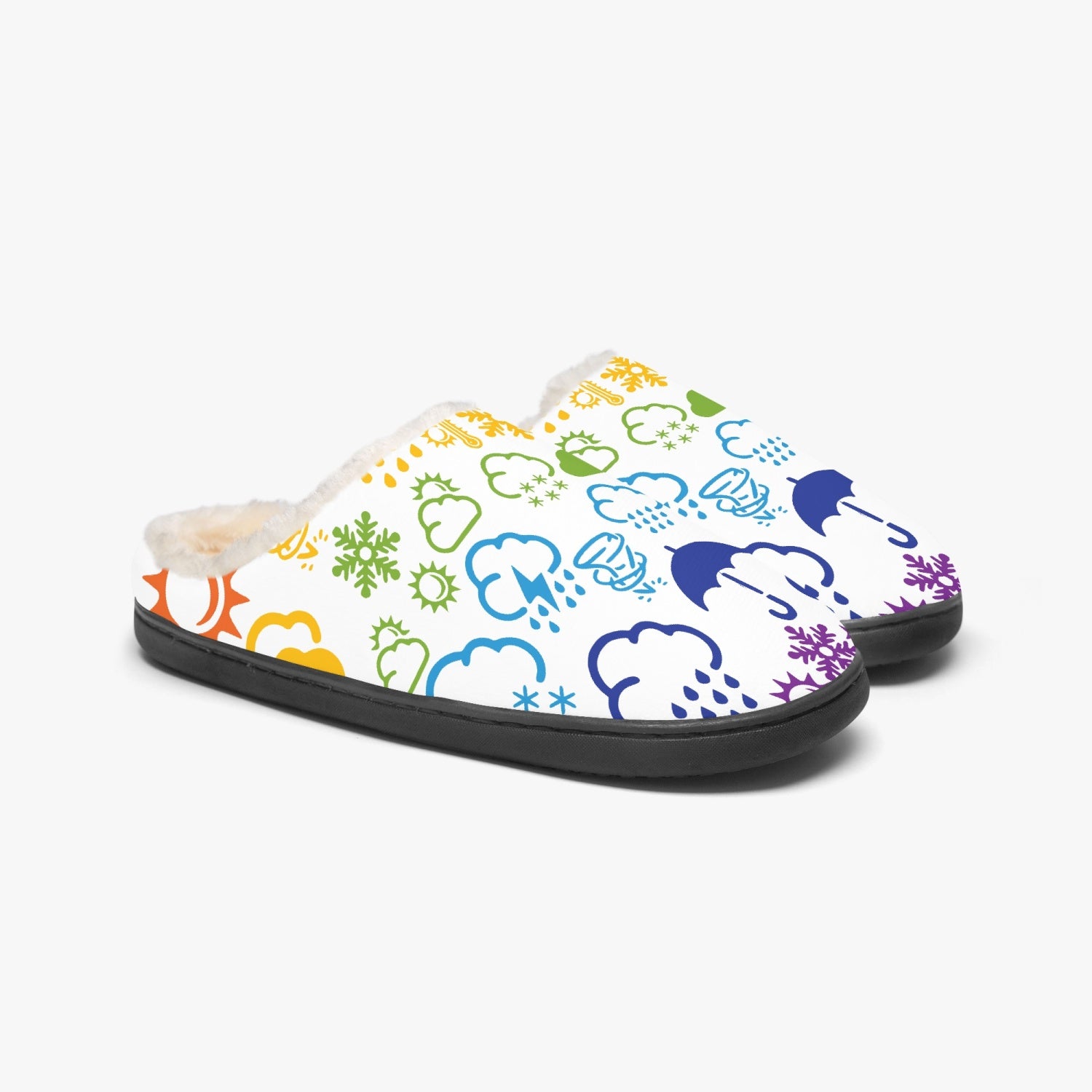 Wx Icon (White/Rainbow) Fluffy Slippers 
