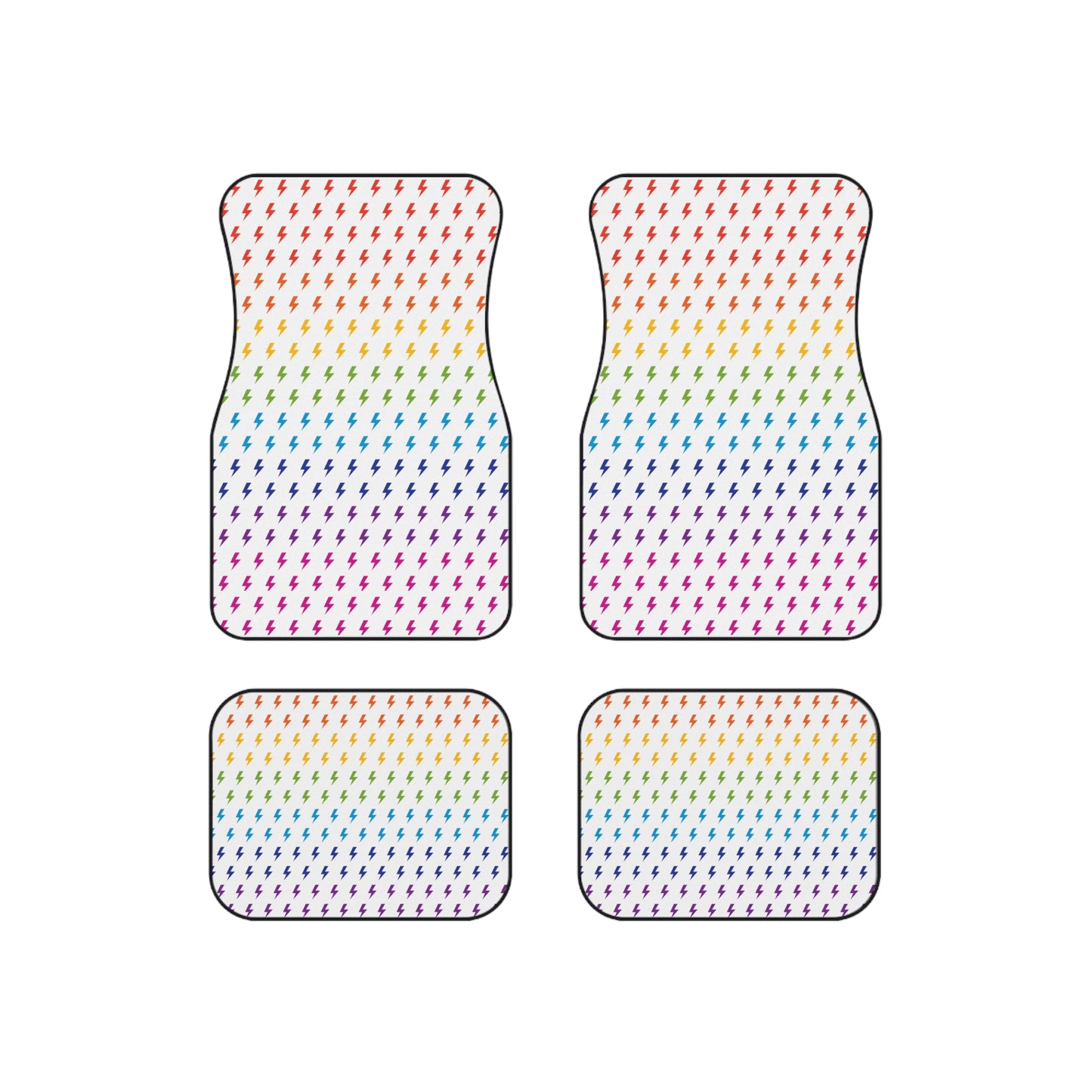 Lightning (White/Rainbow) Car Mats (Set of 4)