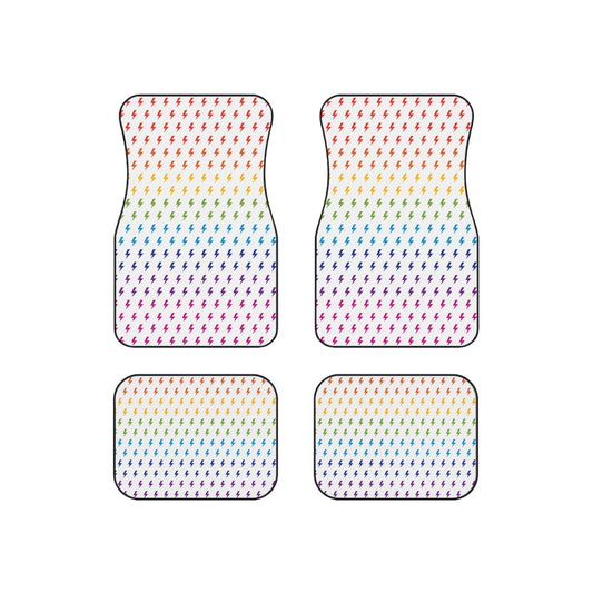 Lightning (White/Rainbow) Car Mats (Set of 4)