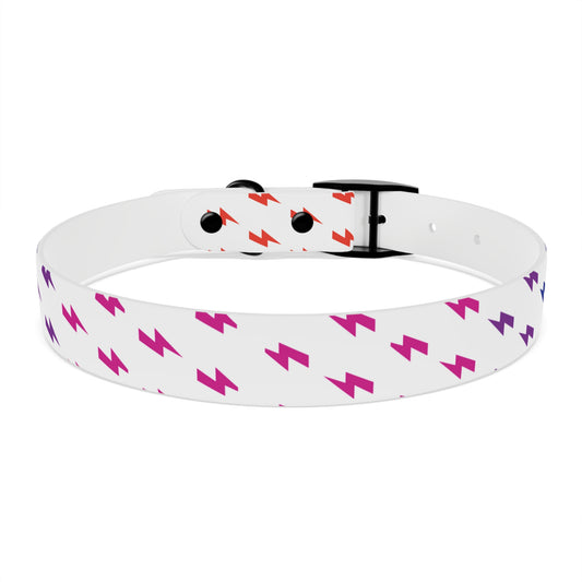 Lightning Icon (White/Rainbow) Dog Collar