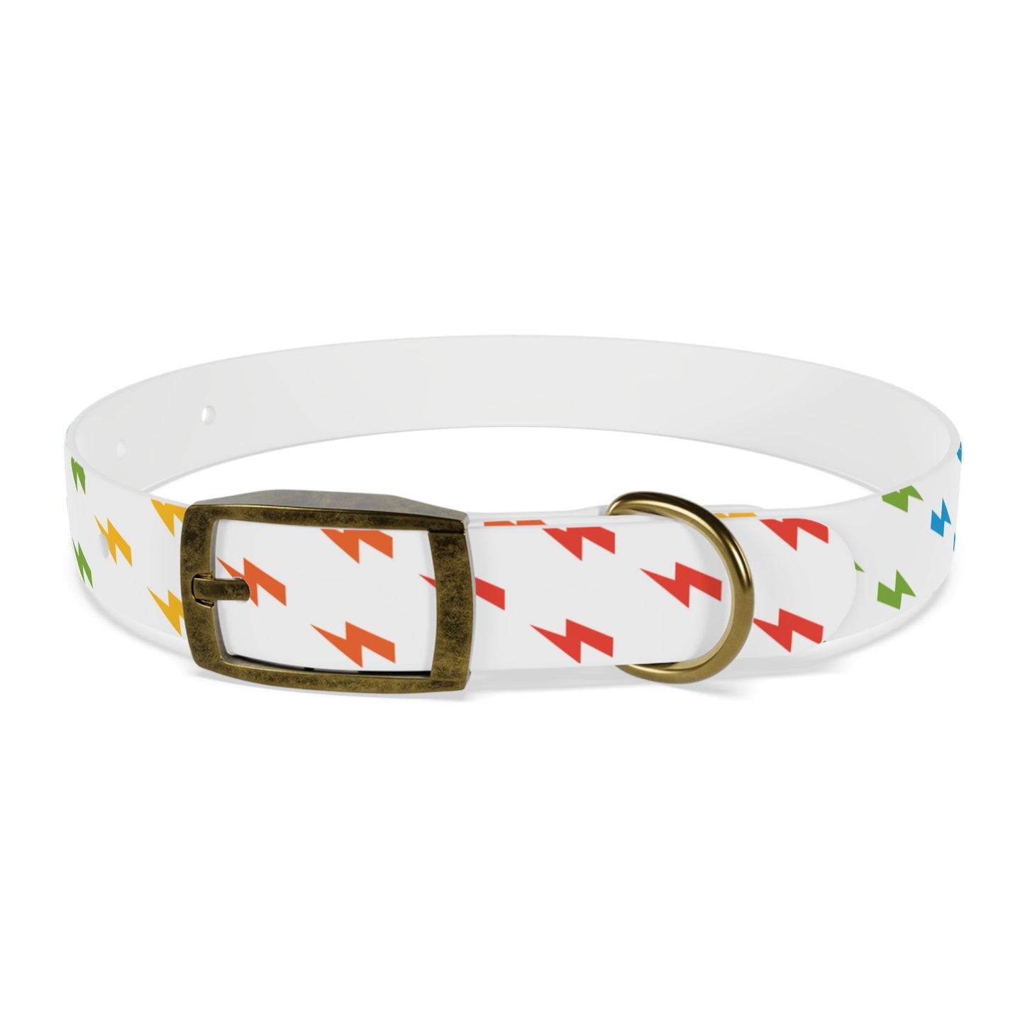 Lightning Icon (White/Rainbow) Dog Collar