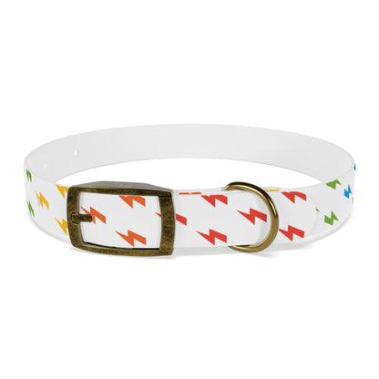 Lightning Icon (White/Rainbow) Dog Collar