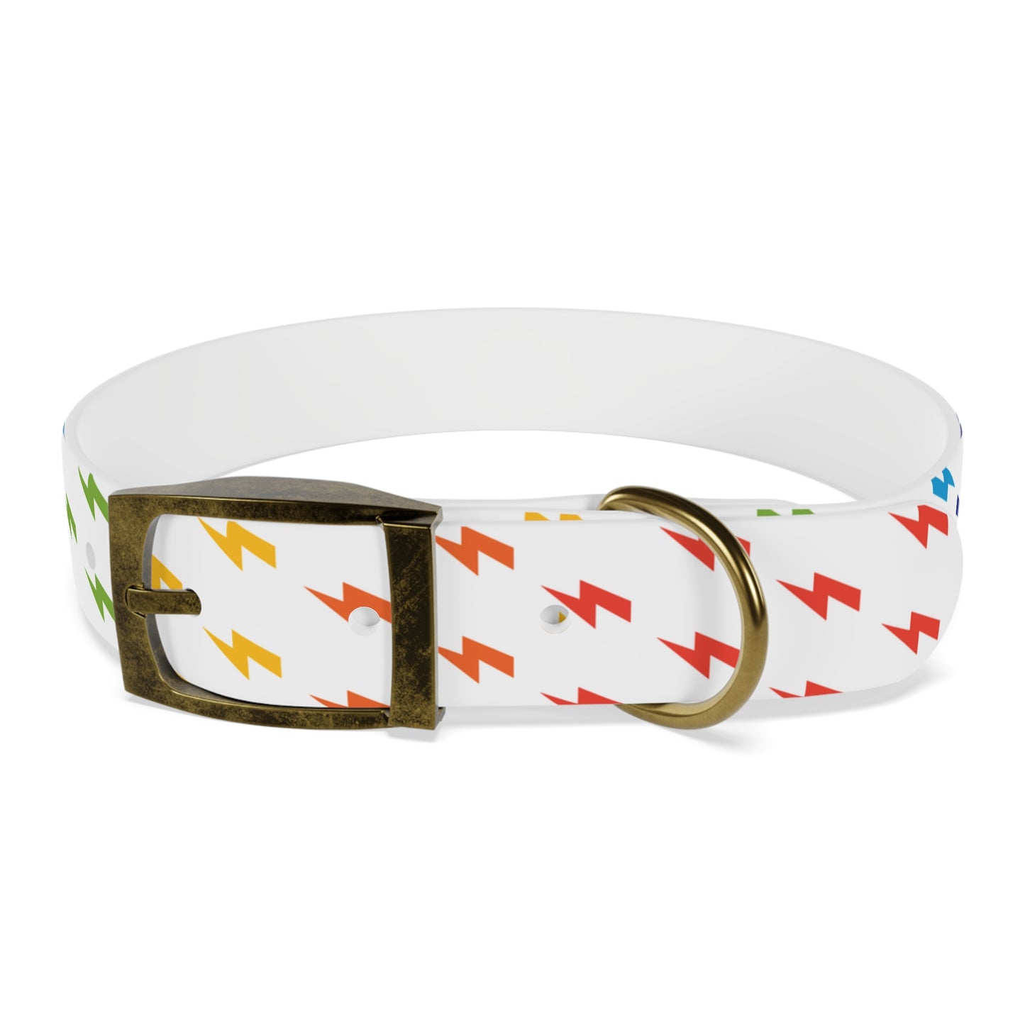 Lightning Icon (White/Rainbow) Dog Collar