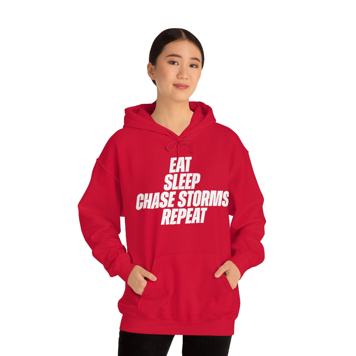 Eat, Sleep, Chase Storms, Repeat Sudadera con capucha 