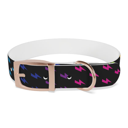 Lightning Icon (Black/Rainbow) Dog Collar