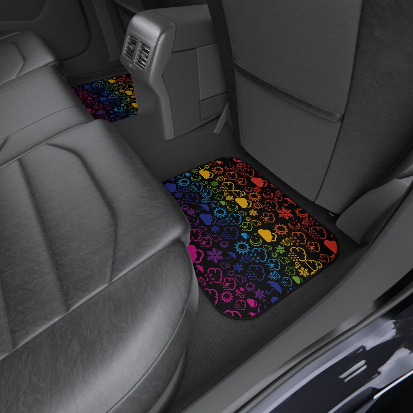 Wx Icon (Black/Rainbow) Car Mats (Set of 4)