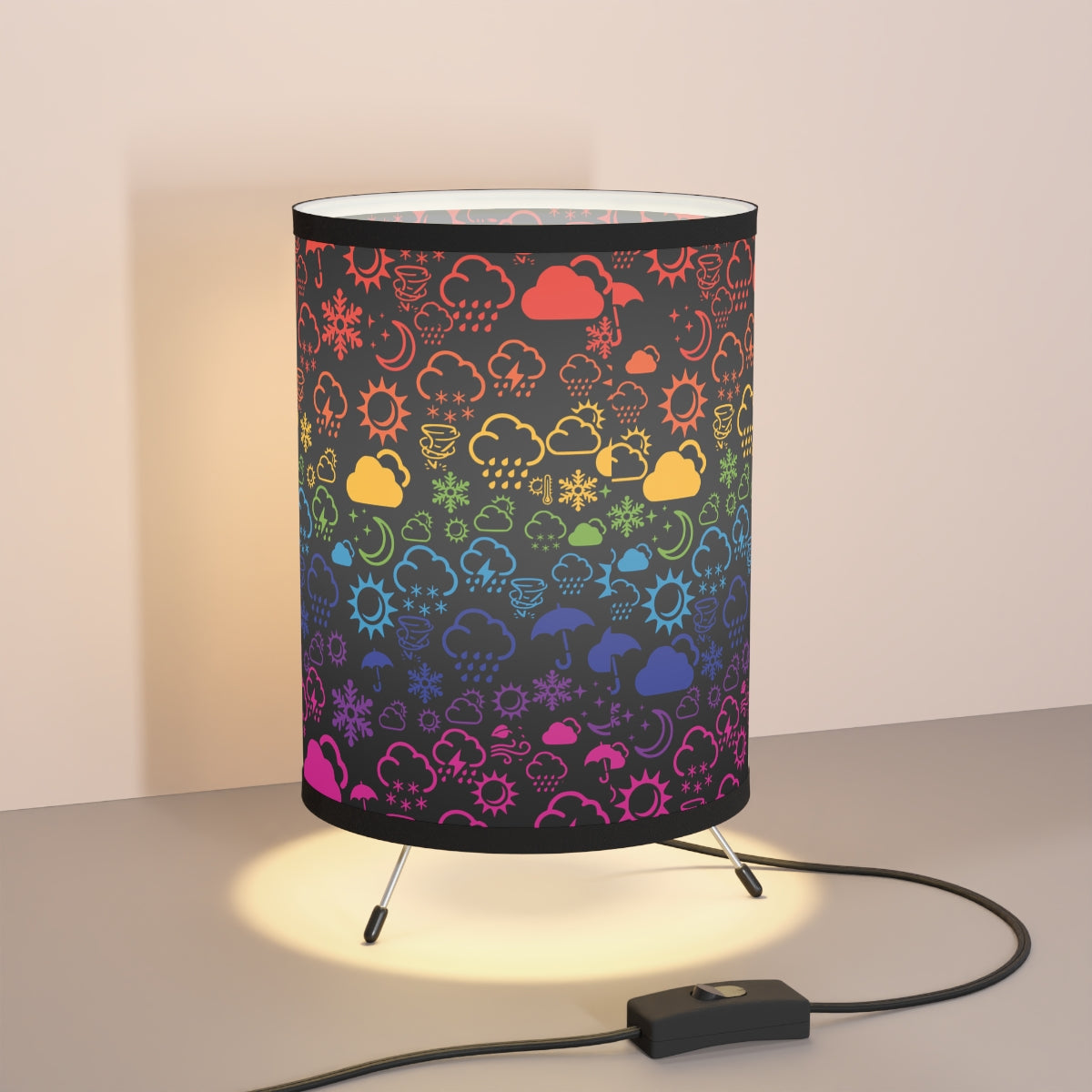 Wx Icon (Black/Rainbow) Tripod Lamp 