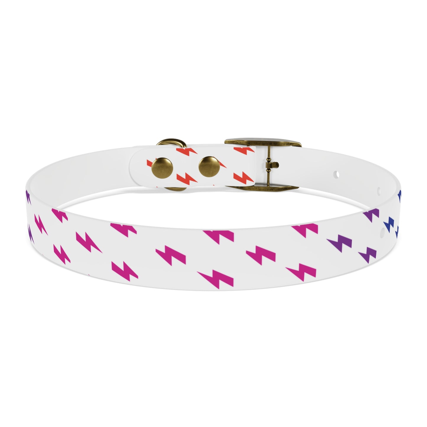 Lightning Icon (White/Rainbow) Dog Collar