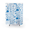 Wx Icon (White/Blue) Shower Curtain
