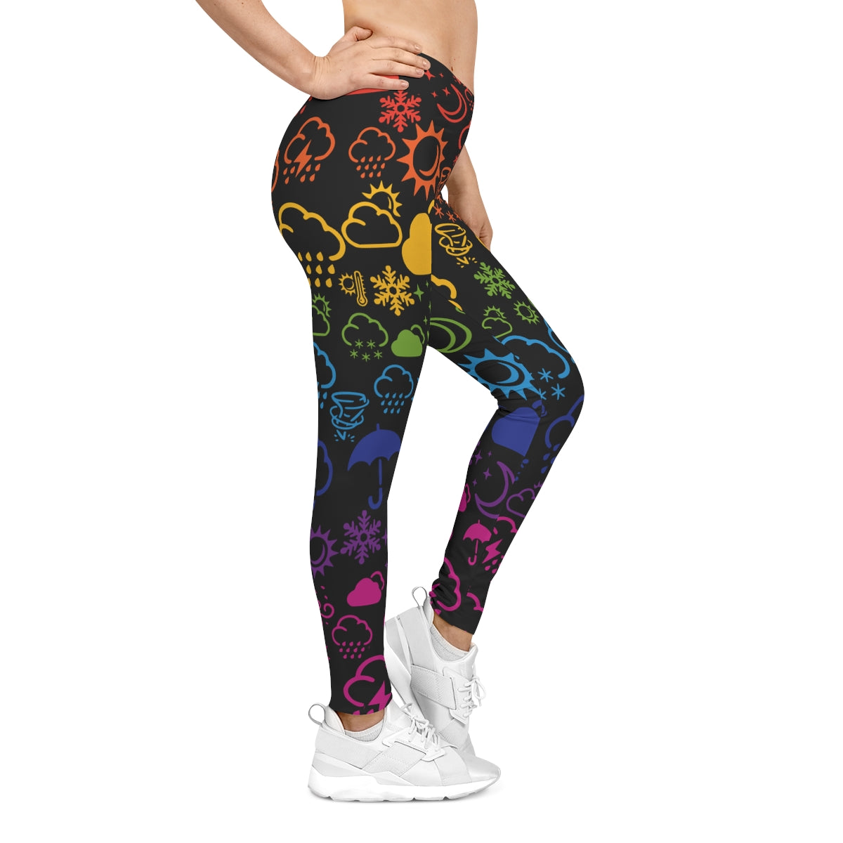 Wx Icon (Black/Rainbow) Casual Leggings