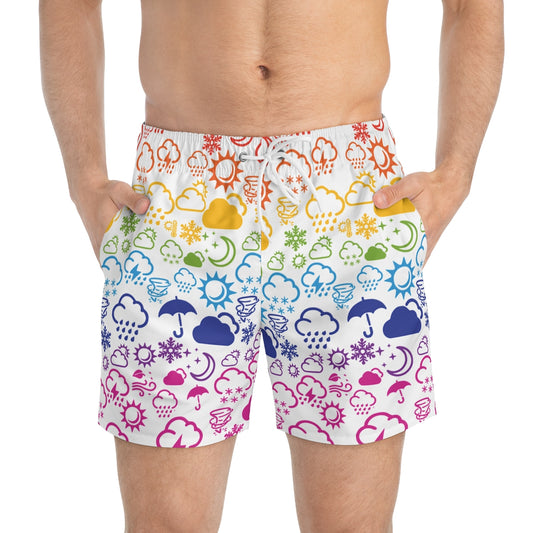 Wx Icon (White/Rainbow) Swim Trunks