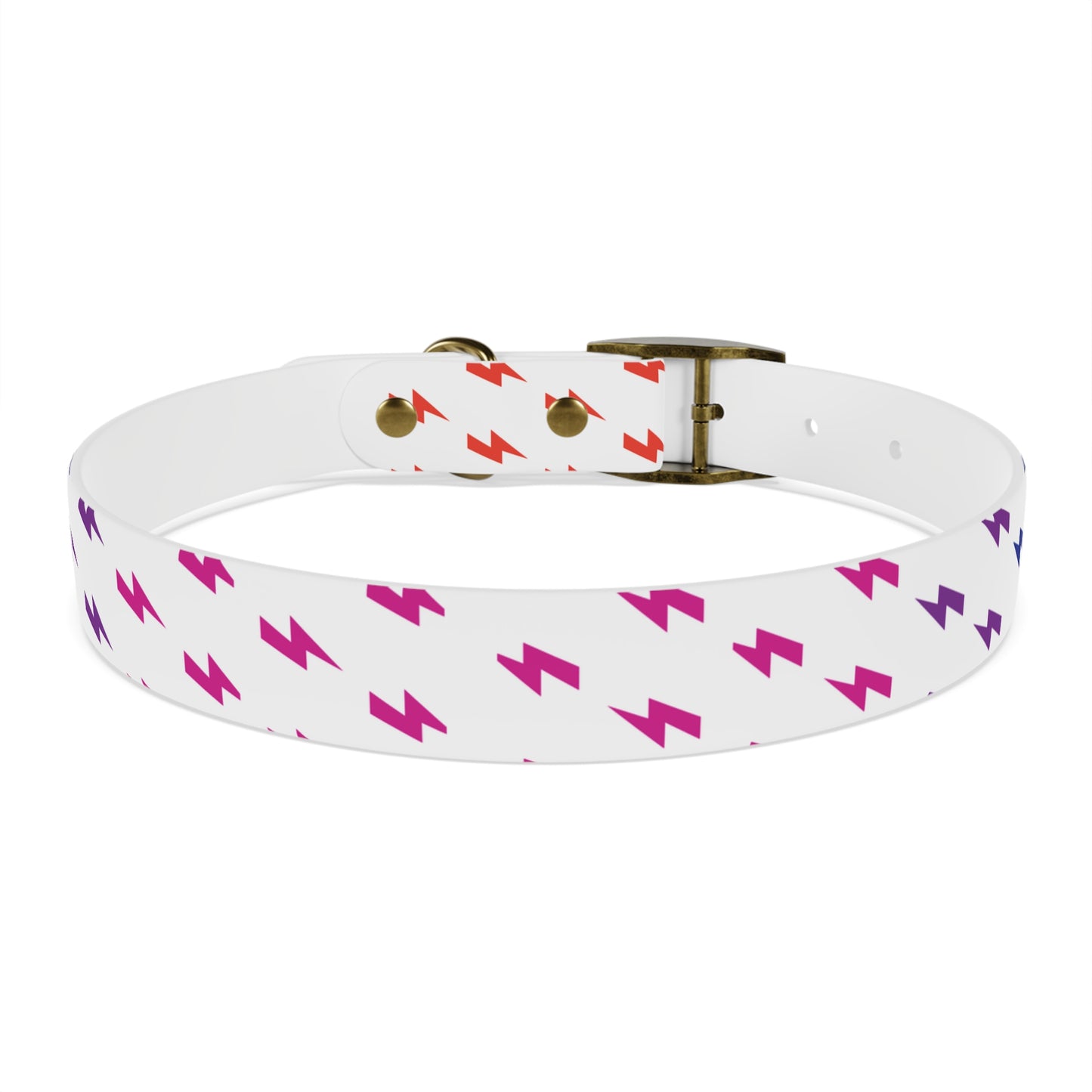 Lightning Icon (White/Rainbow) Dog Collar