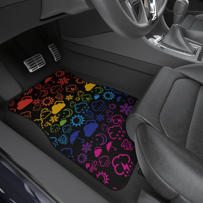 Wx Icon (Black/Rainbow) Car Mats (Set of 4)