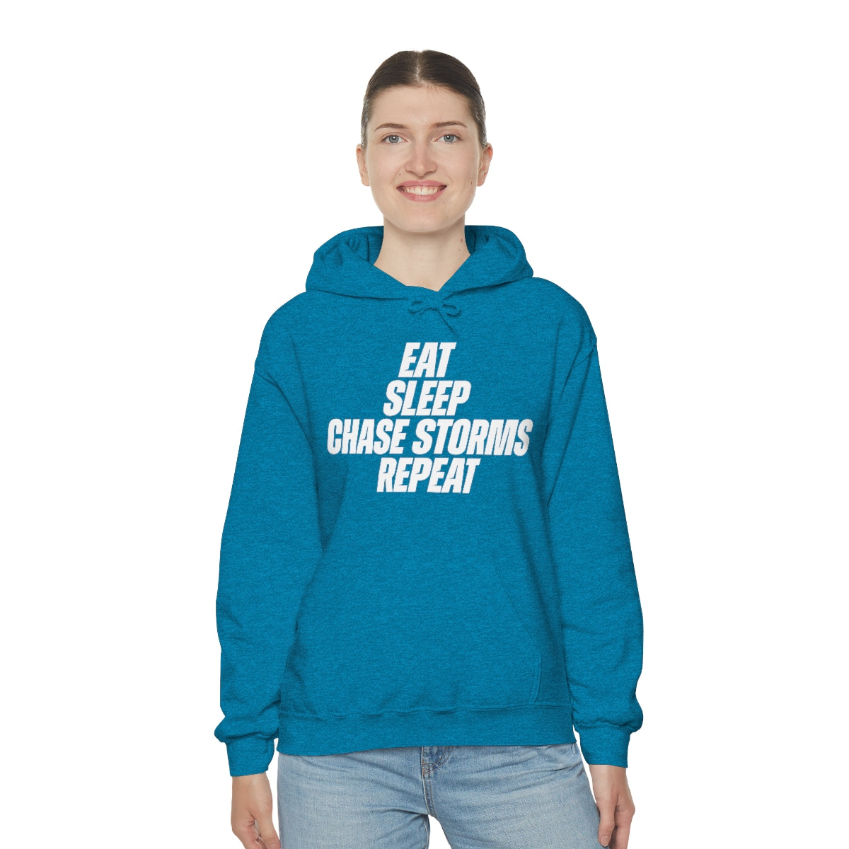 Eat, Sleep, Chase Storms, Repeat Sudadera con capucha 