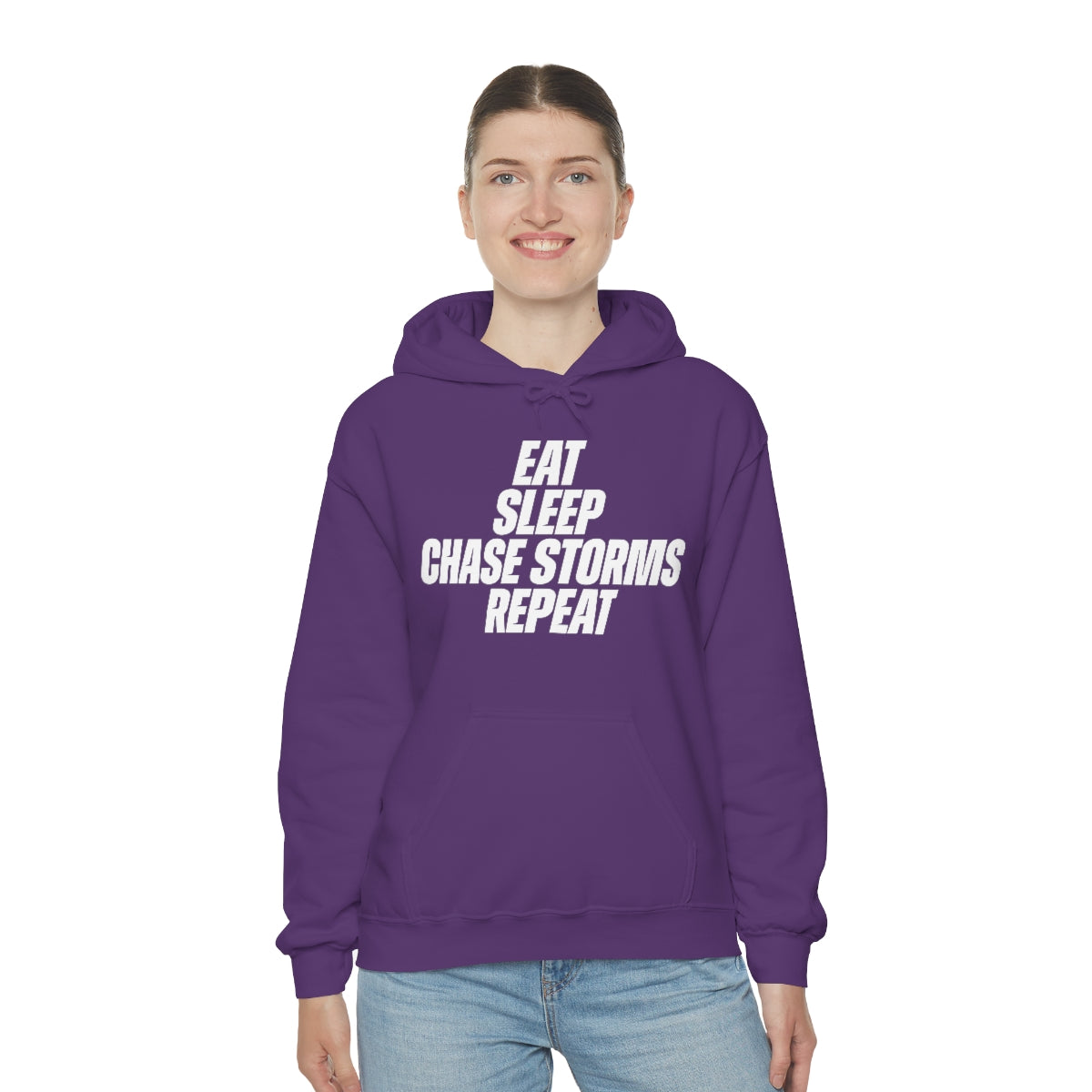 Eat, Sleep, Chase Storms, Repeat Sudadera con capucha 