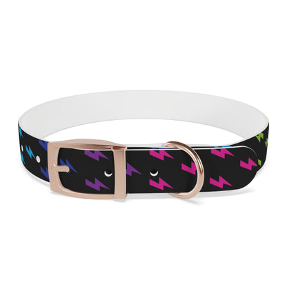 Lightning Icon (Black/Rainbow) Dog Collar