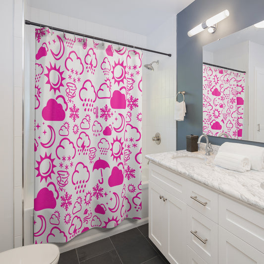 Wx Icon (White/Pink) Shower Curtain