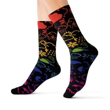 Wx Icon (Black/Rainbow) Socks