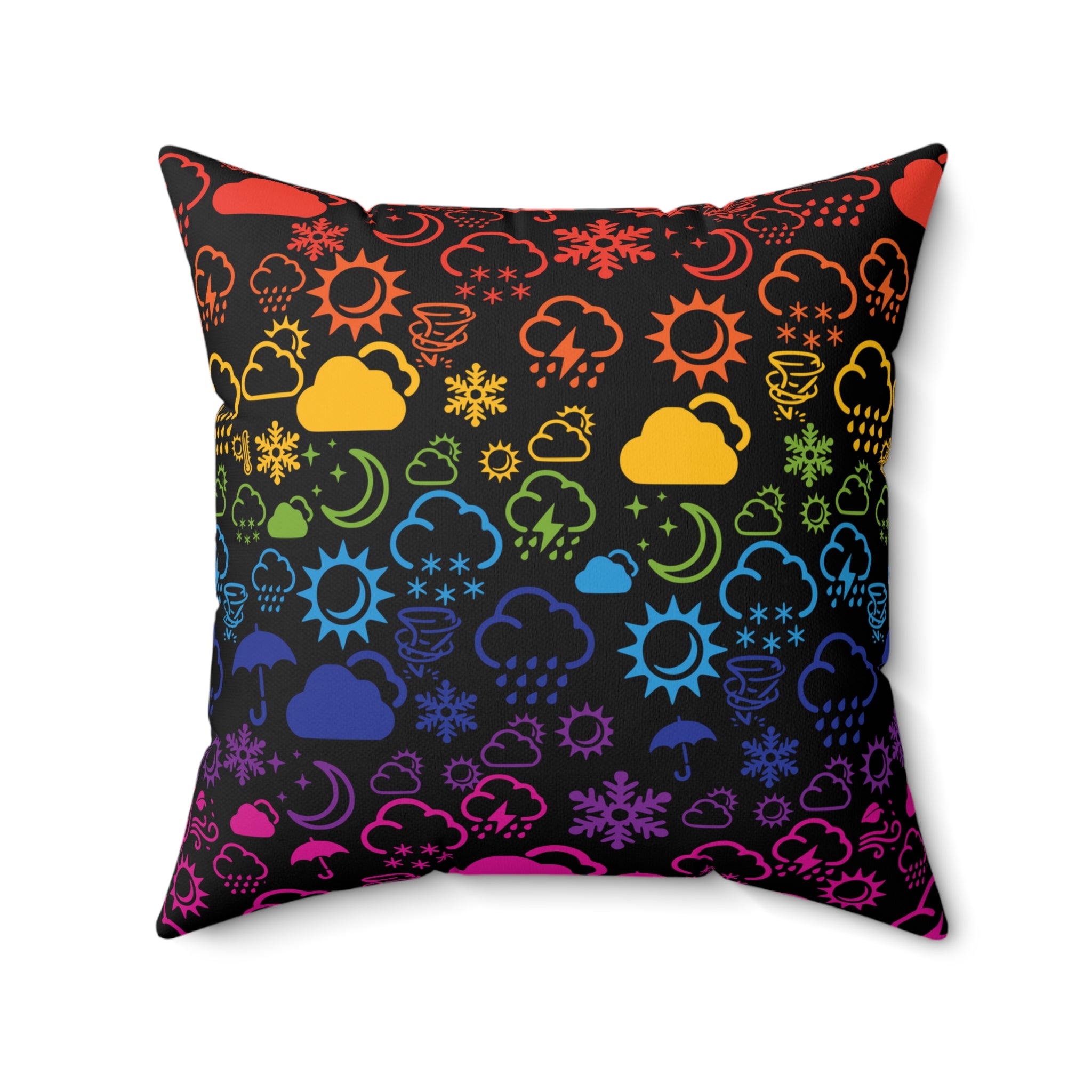 Wx Icon (Black/Rainbow) Throw Pillow 
