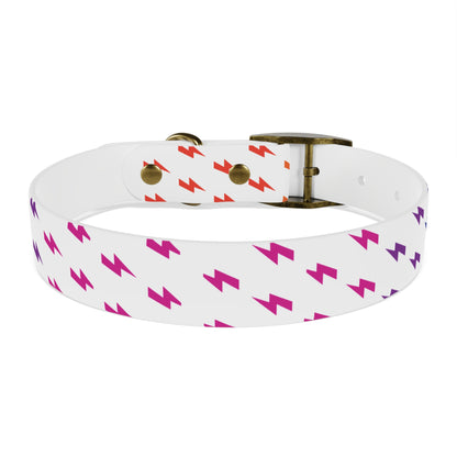 Lightning Icon (White/Rainbow) Dog Collar