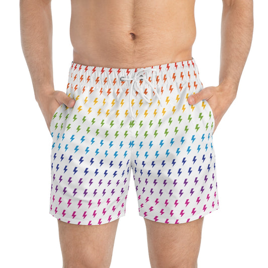 Lightning (White/Rainbow) Swim Trunks