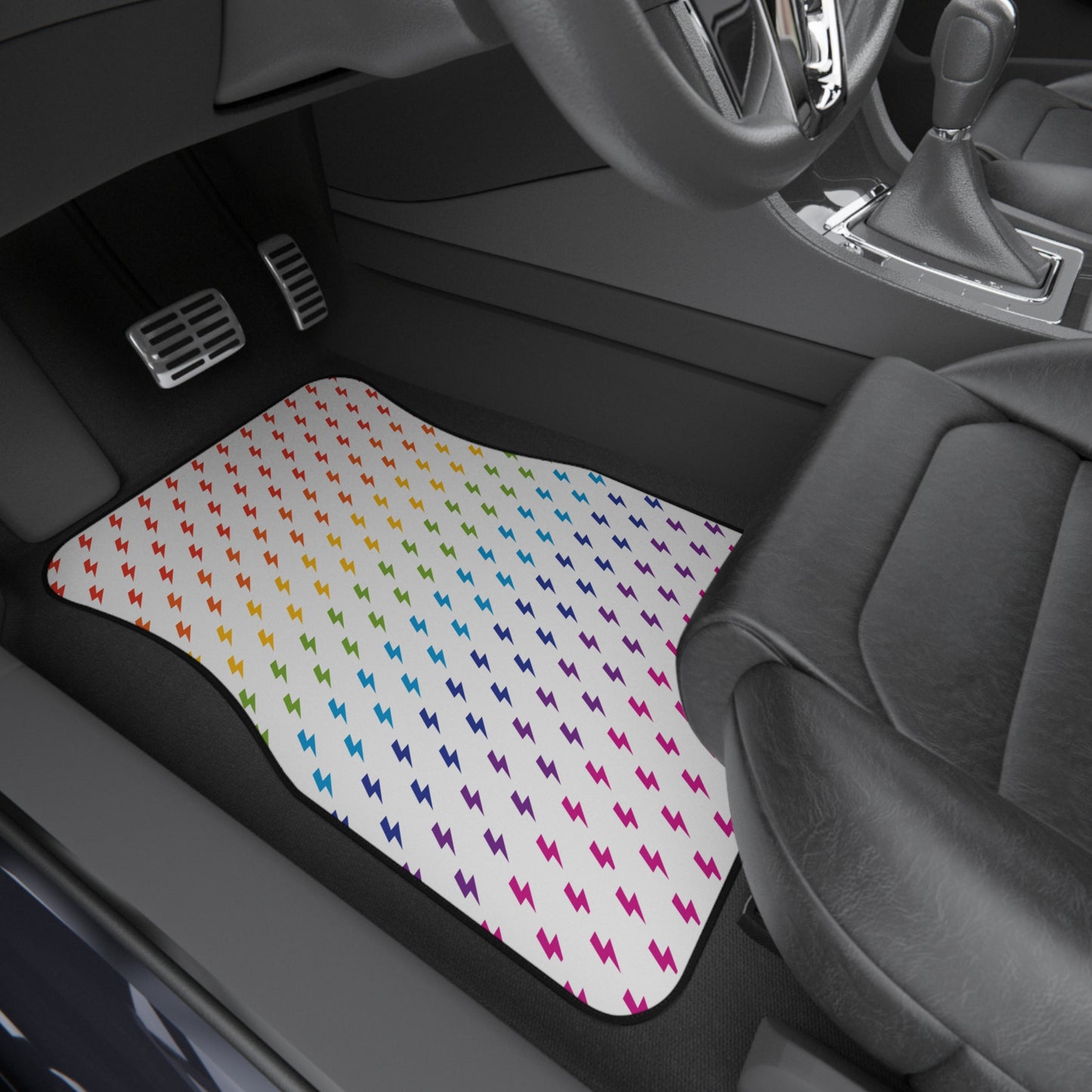 Lightning (White/Rainbow) Car Mats (Set of 4)