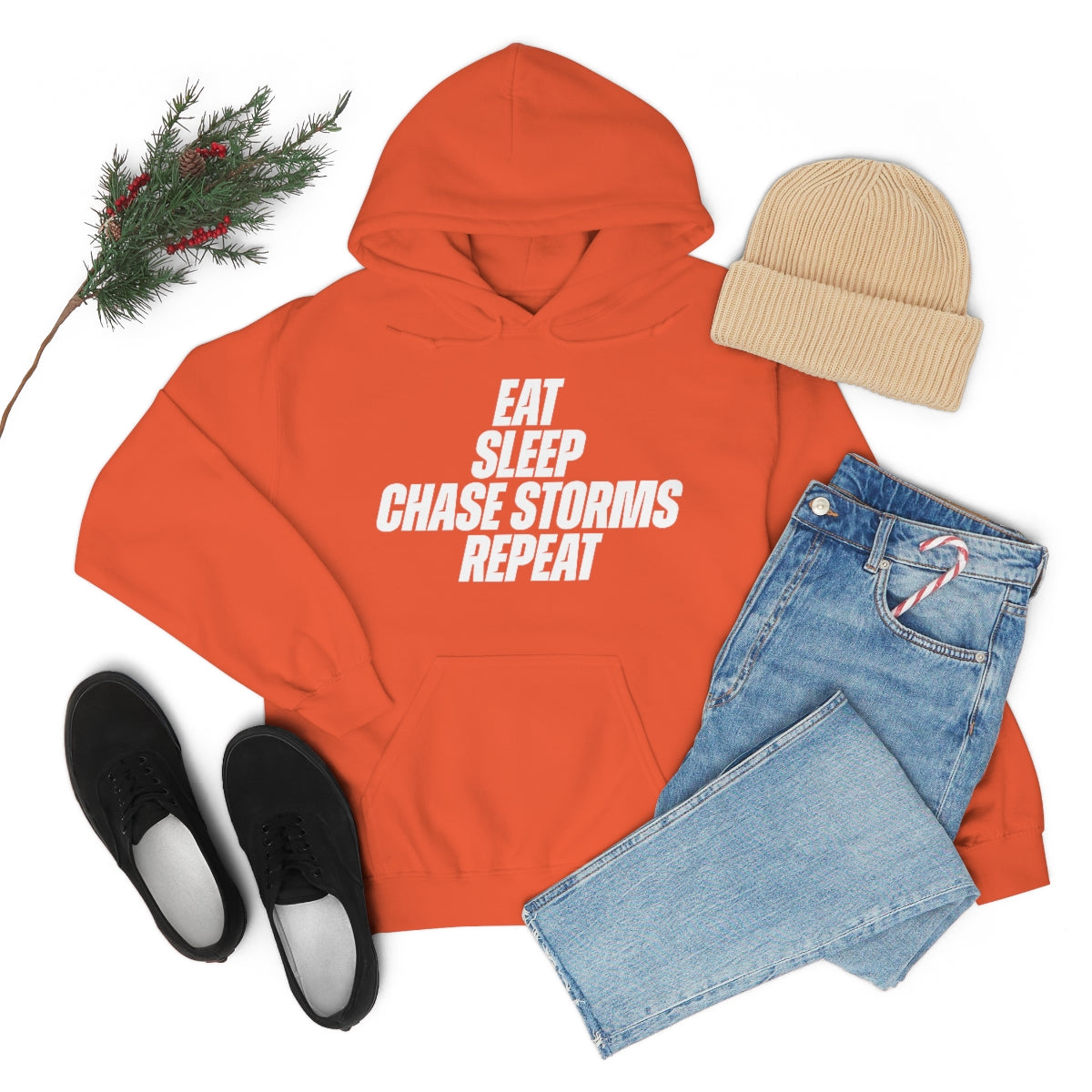 Eat, Sleep, Chase Storms, Repeat Sudadera con capucha 