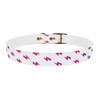 Lightning Icon (White/Rainbow) Dog Collar