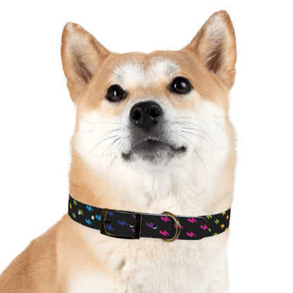 Lightning Icon (Black/Rainbow) Dog Collar