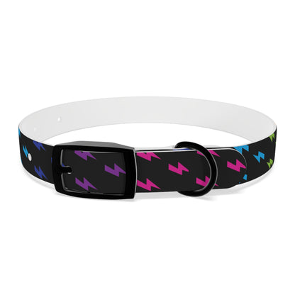 Lightning Icon (Black/Rainbow) Dog Collar